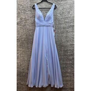 Kennedy Blue Rose Bridesmaid Dress Long Chiffon Gown Powder Blue Size 4